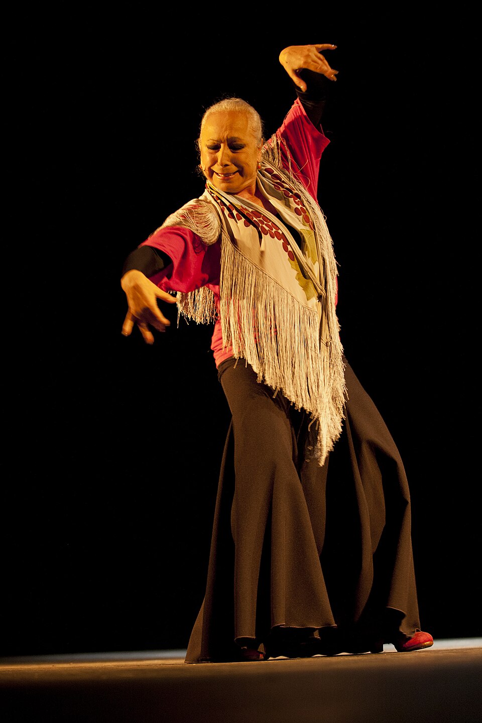 Bailaora profesional durante una función de flamenco