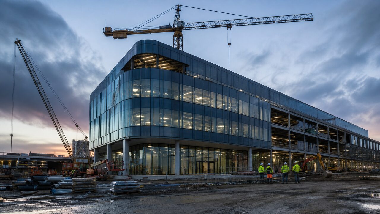 Edificio comercial moderno en construcción