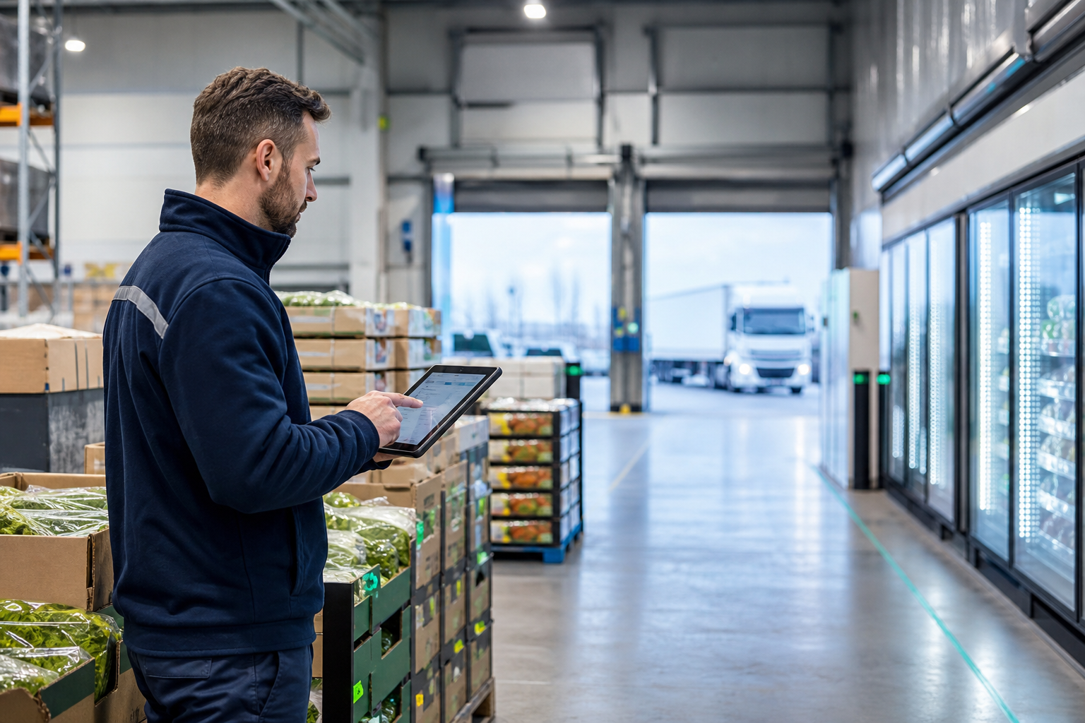 Operación de inventario en almacén de alimentos