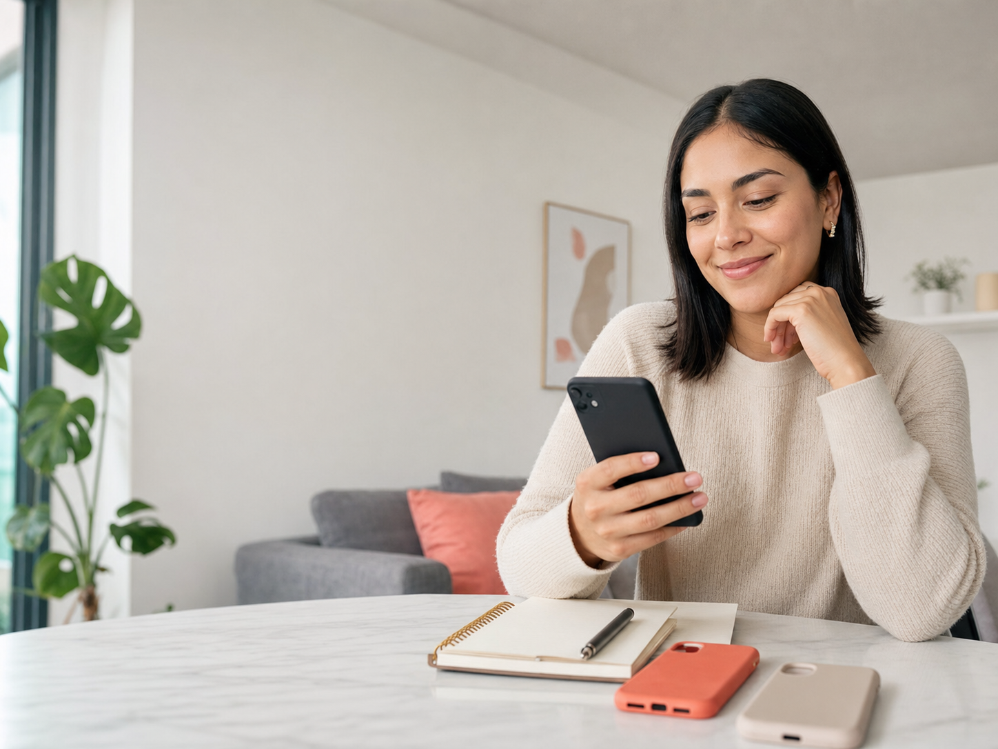 Persona evaluando opciones desde su teléfono